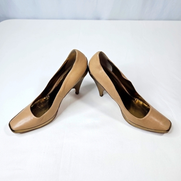 Elie Tahari Tan Leather Heels Sz 38 - Picture 4 of 9